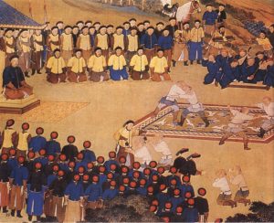 Manchu wrestlers competed in front of the Qianlong Emperor