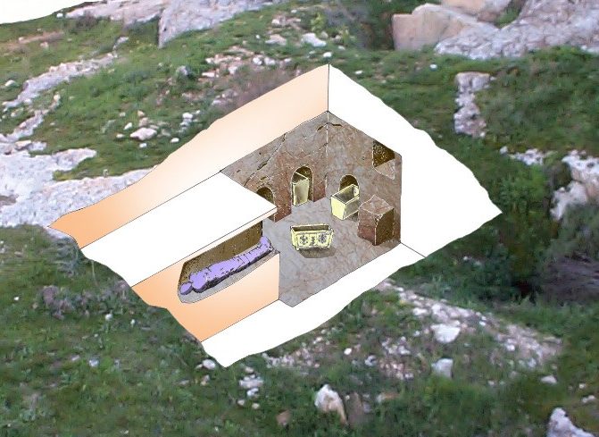 Three-level tomb, cut into bedrock